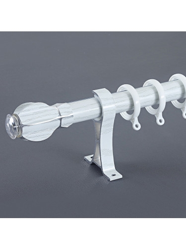 QYR90 28mm Diameter Aluminum Alloy Wood Grain Curtain rod set for living room(Color: White)