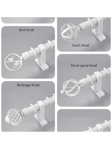 QYR92 28mm New Style Crystal Ball Finial Aluminum Alloy Single Double Curtain rod sets(Color: White)