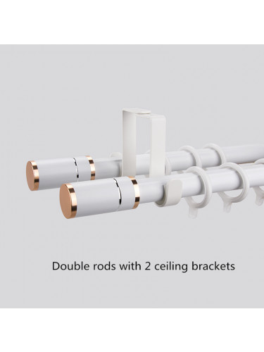 QYR96 28mm Column Finial Thick Aluminum Alloy Single Double Curtain rod set Ceiling/Wall Mount