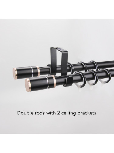 QYR96 28mm Column Finial Thick Aluminum Alloy Single Double Curtain rod set Ceiling/Wall Mount