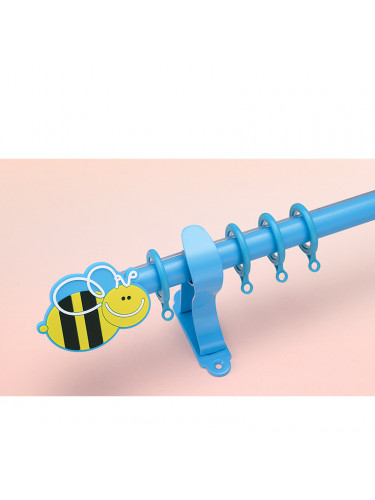 QYR97 22mm Beautiful Aluminum Alloy Children Single Curtain rod sets(Color: Blue bee finial)