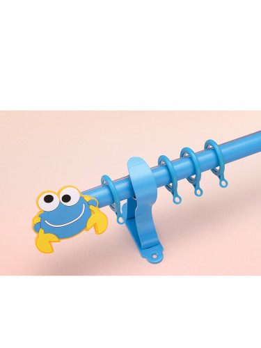 QYR97 22mm Beautiful Aluminum Alloy Children Single Curtain rod sets(Color: Blue crab finial)