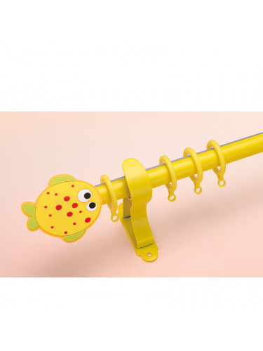 QYR97 22mm Beautiful Aluminum Alloy Children Single Curtain rod sets(Color: Yellow fish finial)