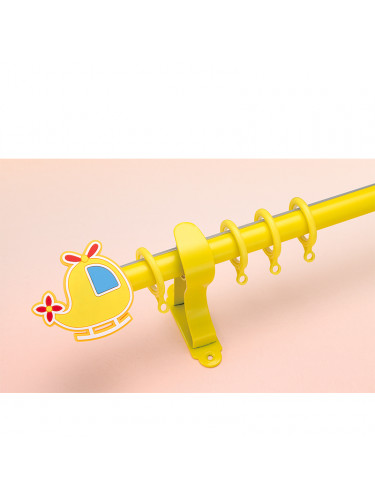 QYR97 22mm Beautiful Aluminum Alloy Children Single Curtain rod sets(Color: Yellow plane finial)