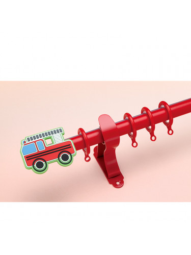 QYR97 22mm Beautiful Aluminum Alloy Children Single Curtain rod sets(Color: Red car finial)