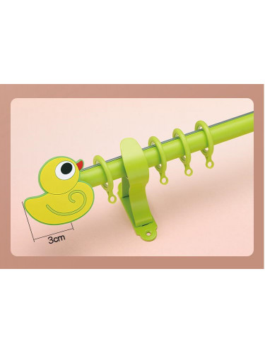 QYR97 22mm Beautiful Aluminum Alloy Children Single Curtain rod sets(Color: Green duck finial)