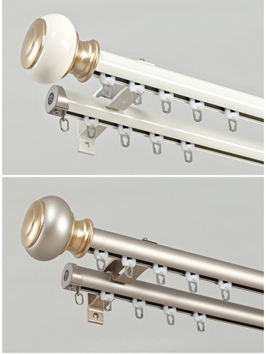 QYR98 on sales Ivory Black Blue Gold Aluminum alloy Curtain Track Set With Ball Finials