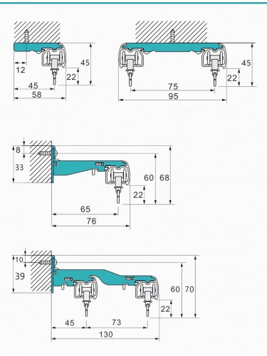 QYRF04 Wood Grain Single Double Curtain Tracks Ceiling/Wall Mount