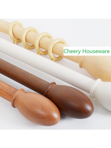 QYRF06 Fashion Wood Grain Outer Rod With Inner Track Set With Egg Finial