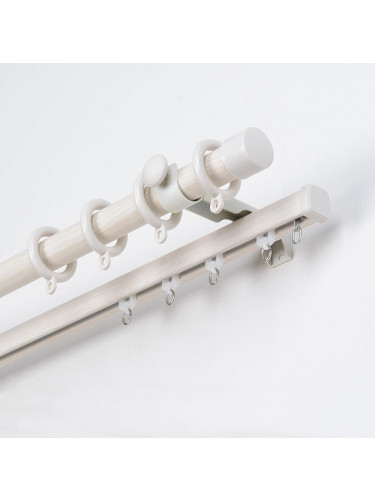 QYRF16 Fashion Wood Grain Outer Rod With Inner Track Set Ceiling/Wall Mount(Color: White pine)