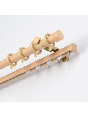 QYRF16 Fashion Wood Grain Outer Rod With Inner Track Set Ceiling/Wall Mount(Color: Maple)
