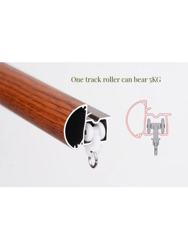 QYRF08 Fashion Wood Grain Outer Rod With Inner Track Set With Wooden Ball Finial