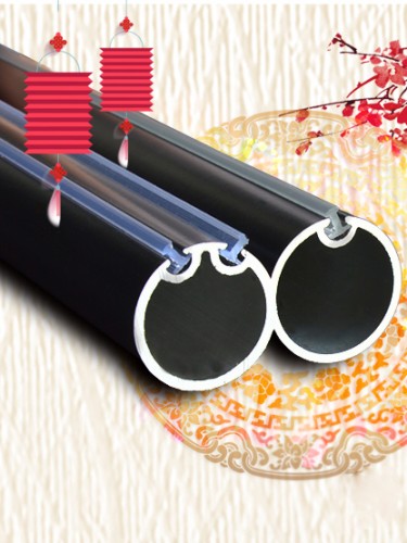 QYRY01 28mm Ball Cone Finial Metal Double Curtain rod set Custom Length Curtain Pole in black color
