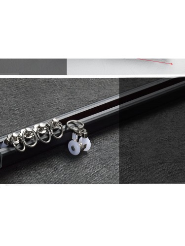 QYRY07 Black Metal Curtain Rod Set With Metal Rollers