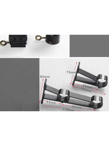 QYRY07 Black Metal Curtain Rod Set With Metal Rollers