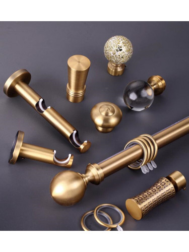QYRY10 Long Brass Curtain Rods And Brackets For Wide Curtains