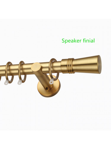 QYRY10 Long Brass Curtain Rods And Brackets For Wide Curtains(Color: Brass speaker finial)