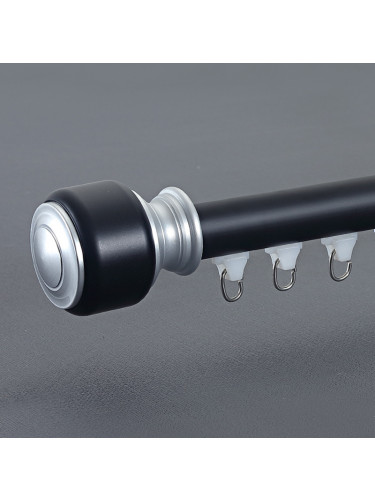QYRY17 White Black Aluminum alloy Curtain Rod Set With Rollers For living room(Color: Black)