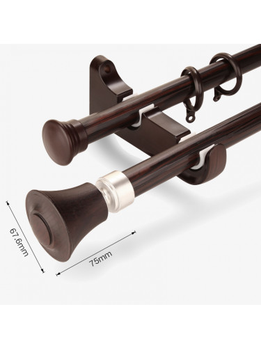 QYRZ01 Luxury 28mm Wood Grain Aluminum Alloy Single Double Curtain Rod Sets