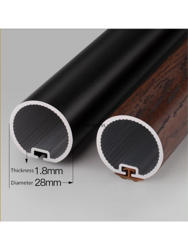 QYRZ04 Luxury 28mm Wood Grain Aluminum Alloy Single Double Curtain Rod Sets For Living Room