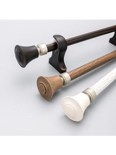 QYRZ05 Luxury 28mm Wood Grain Aluminum Alloy Single Double Curtain Rod Sets