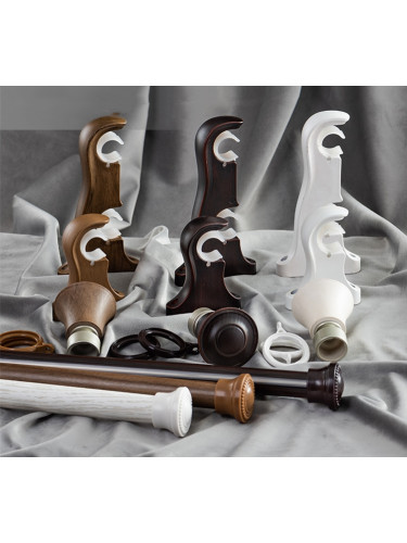 QYRZ05 Luxury 28mm Wood Grain Aluminum Alloy Single Double Curtain Rod Sets