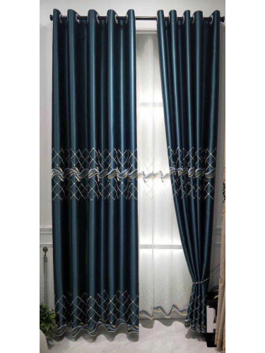 QYS2020B On Sales Illawarra Faux Silk Custom Made Curtains(Color: Blue)