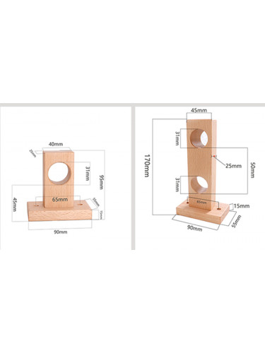 QYT01 29mm Ash Wood Single Double Curtain Rod Sets 