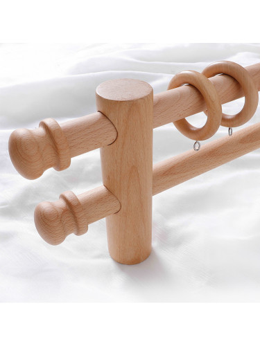 QYT01 29mm Ash Wood Single Double Curtain Rod Sets 