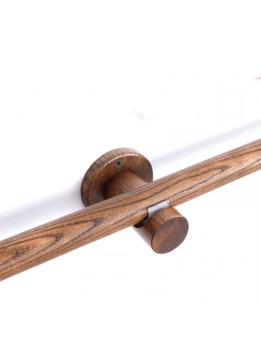 Wall Single/Double wooden curtain pole brackets Black walnut