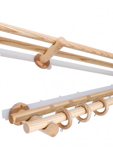 QYT03 29mm Ash Wood Single Double Curtain Rod Sets 