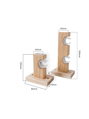 QYT05 29mm Ash Wood Single Double Curtain Rod Sets