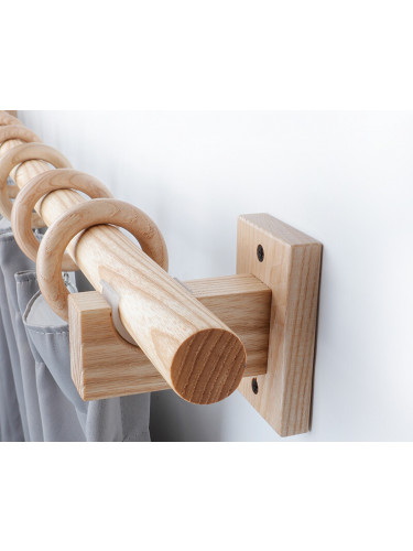 QYT05 29mm Ash Wood Single Double Curtain Rod Sets