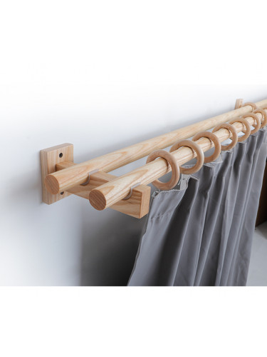 QYT05 29mm Ash Wood Single Double Curtain Rod Sets 