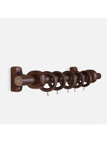 QYT07 29mm Ash Wood Black Walnut Single Double Curtain Rod Sets (Color: Black walnut Bracket B)