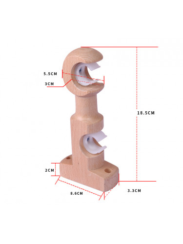 QYT08 29mm Ash Wood Single Double Curtain Rod Sets 