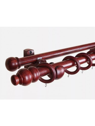 QYT10 29mm Red Wood Single Double Curtain Rod Sets 