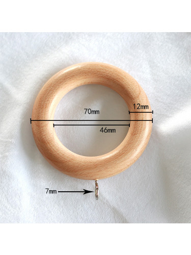 Wooden Curtain Rings For 25mm/28mm/30mm/35mm Wood Curtain Rods(Color: Beech with metal ring)