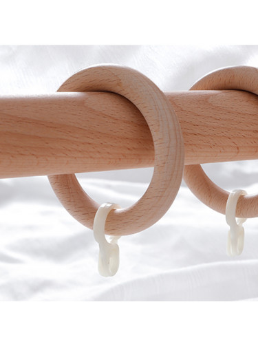 Wooden Curtain Rings For 25mm/28mm/30mm/35mm Wood Curtain Rods(Color: Beech with plastic ring)