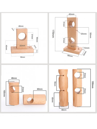 QYT101 29mm Beech Single/Double Wood Curtain Rod Brackets