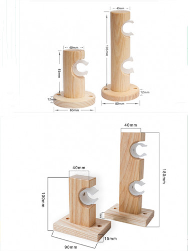 White Ash Wooden Drapery Rod Brackets For 29mm Curtain Poles