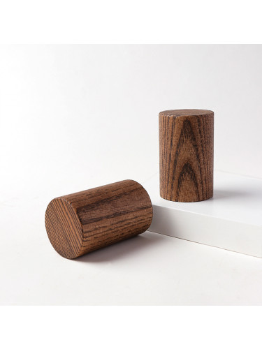 QYT105 Black Walnut Wood Drapery Rod Finials For Wooden Poles(Color: Wood cylinder finials)