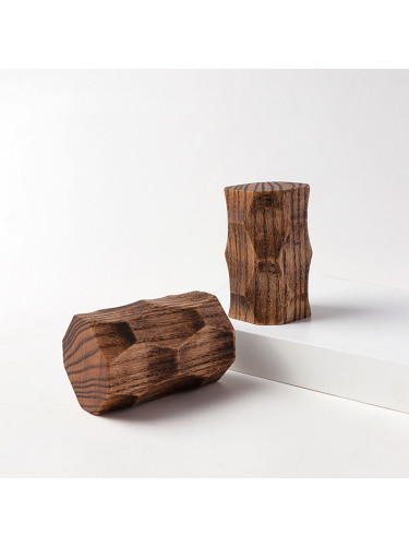 QYT105 Black Walnut Wood Drapery Rod Finials For Wooden Poles(Color: Wood rhombus finials)