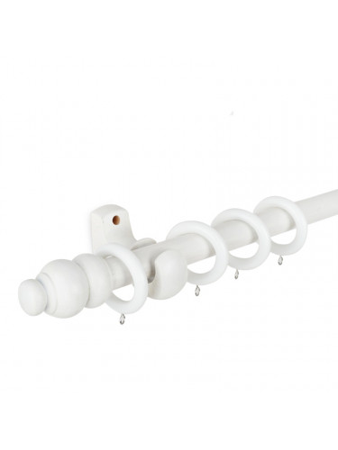 QYT11 29mm White Wood Single Double Curtain Rod Sets 