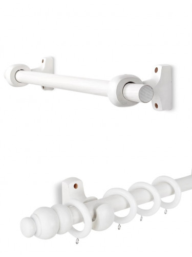 QYT11 29mm White Wood Single Double Curtain Rod Sets 