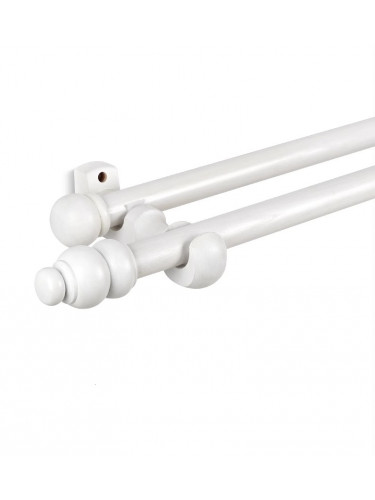 QYT11 29mm White Wood Single Double Curtain Rod Sets 