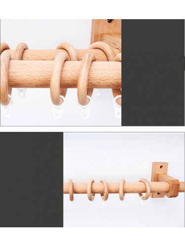 Custom Natural Wood Single Curtain Rods Wooden Drapery Brackets