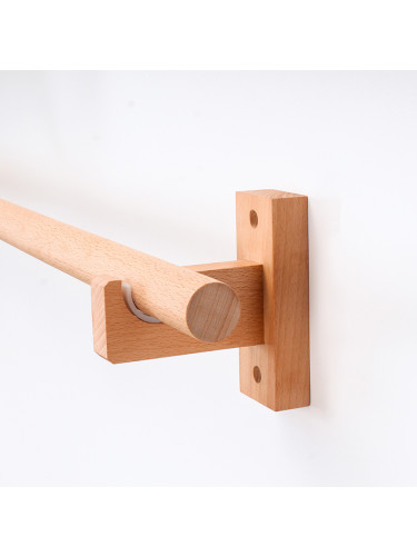 Custom Natural Wood Single Curtain Rods Wooden Drapery Brackets(Color: Ash wood square wall bracket)