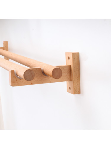 Light Wooden Double Curtain Rods And Brackets Customize(Color: Ash wood square bracket one)