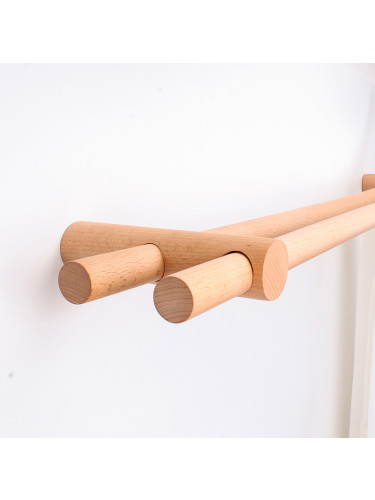 Light Wooden Double Curtain Rods And Brackets Customize(Color: Ash wood round bracket)
